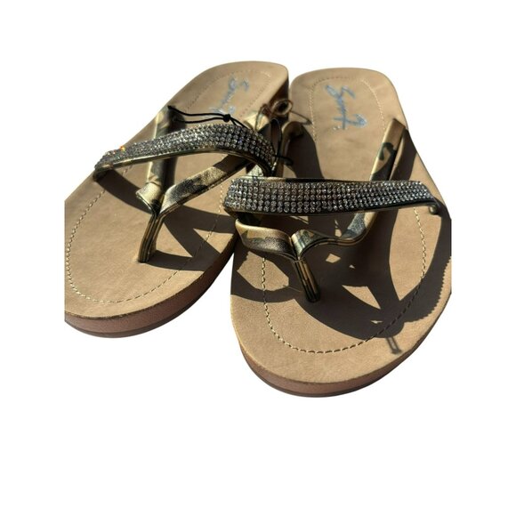 Seven7 Bondi Caramel Womens Gold Camo Sandals W/Rhinestone Straps 9 - Picture 3 of 4